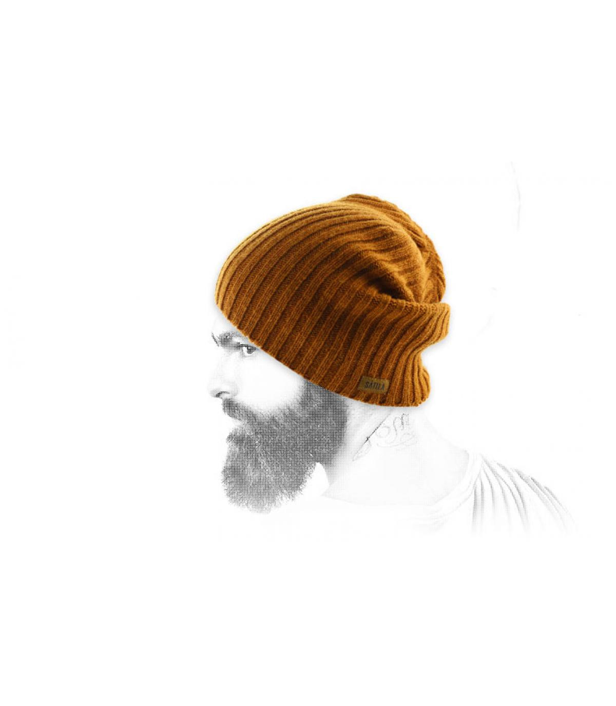 beige long beanie wool Geilo occra beige long beanie wool Geilo occra